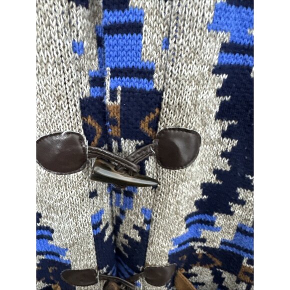Alia Woman M Southwestern Aztec Cardigan Sweater Knit Fringe Toggle Shawl - Picture 3 of 6